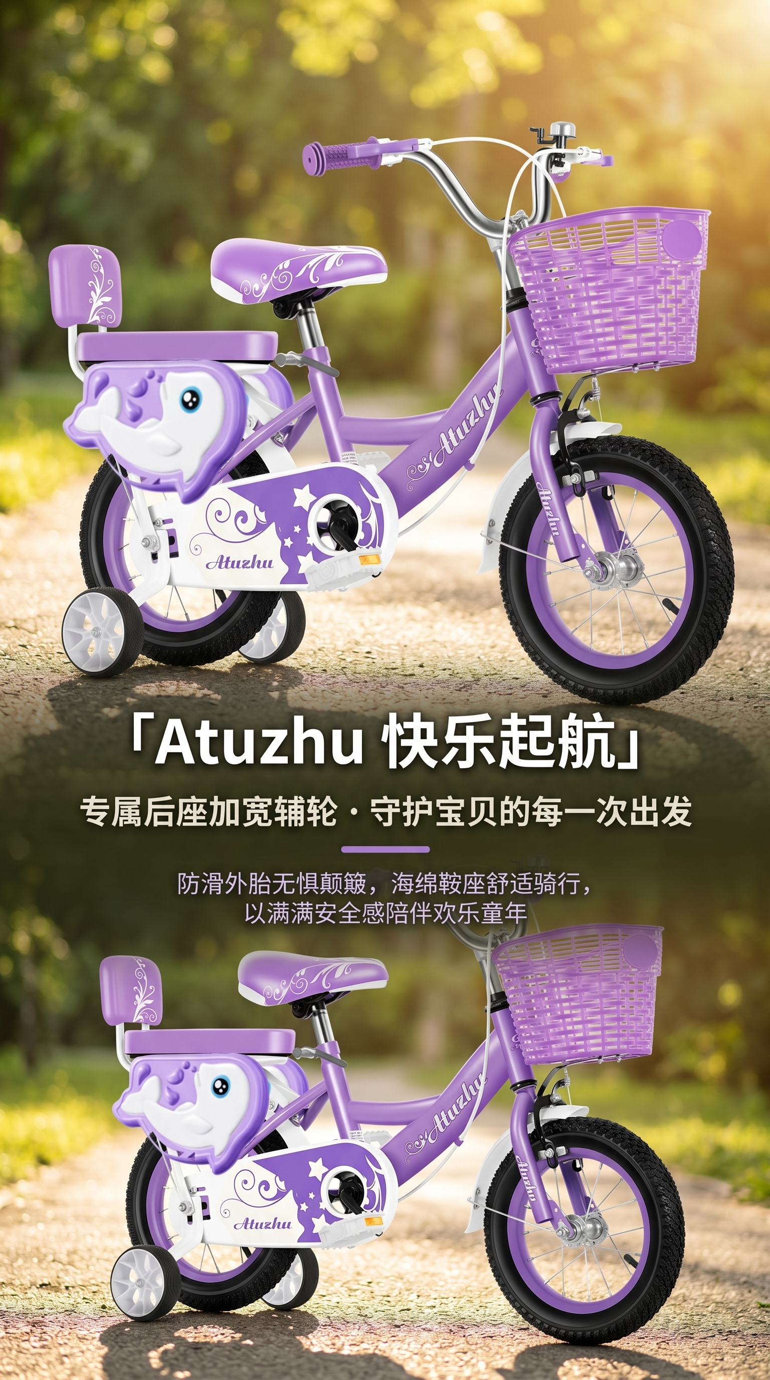 紫色儿童20寸单车儿童自行车轻便耐用适合学步儿童车自行车儿童20寸儿童单车自行车儿童车儿童自行车详情1