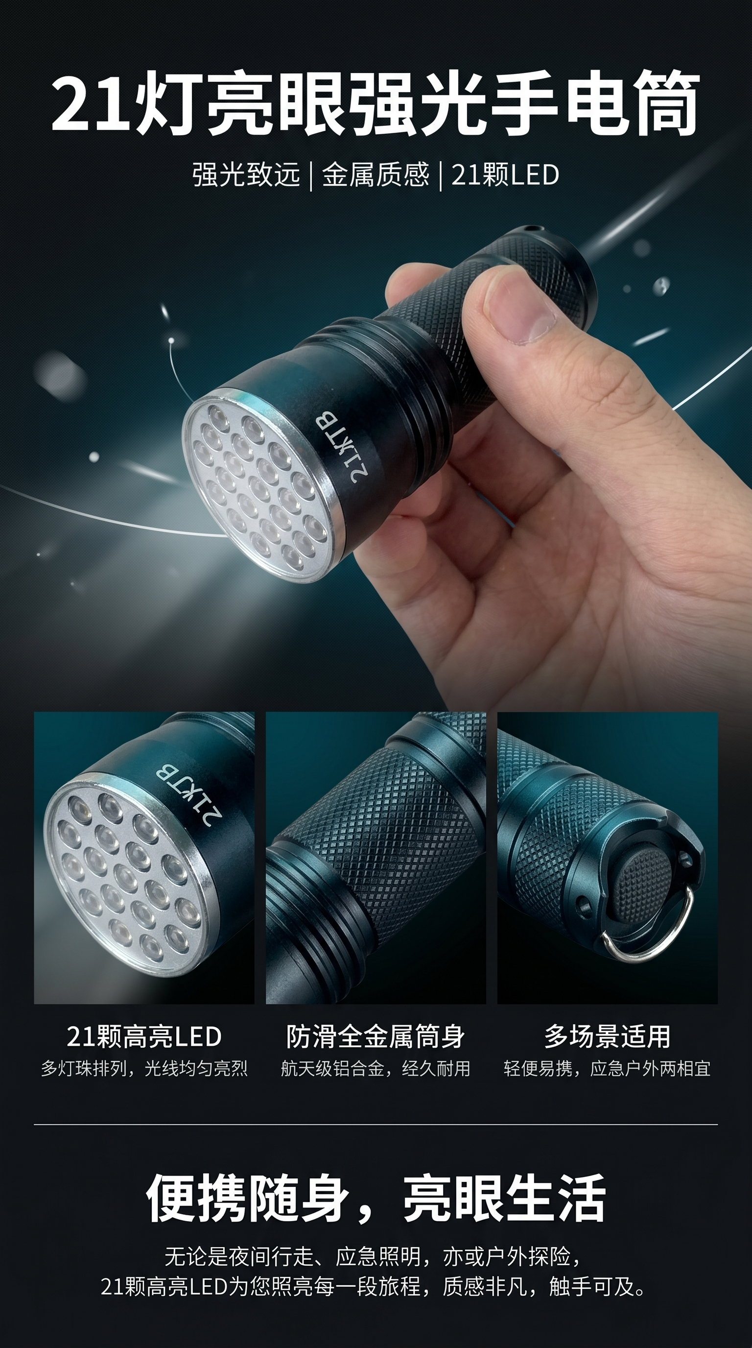 手电筒强光便携户外照明手电筒防水耐用详情1