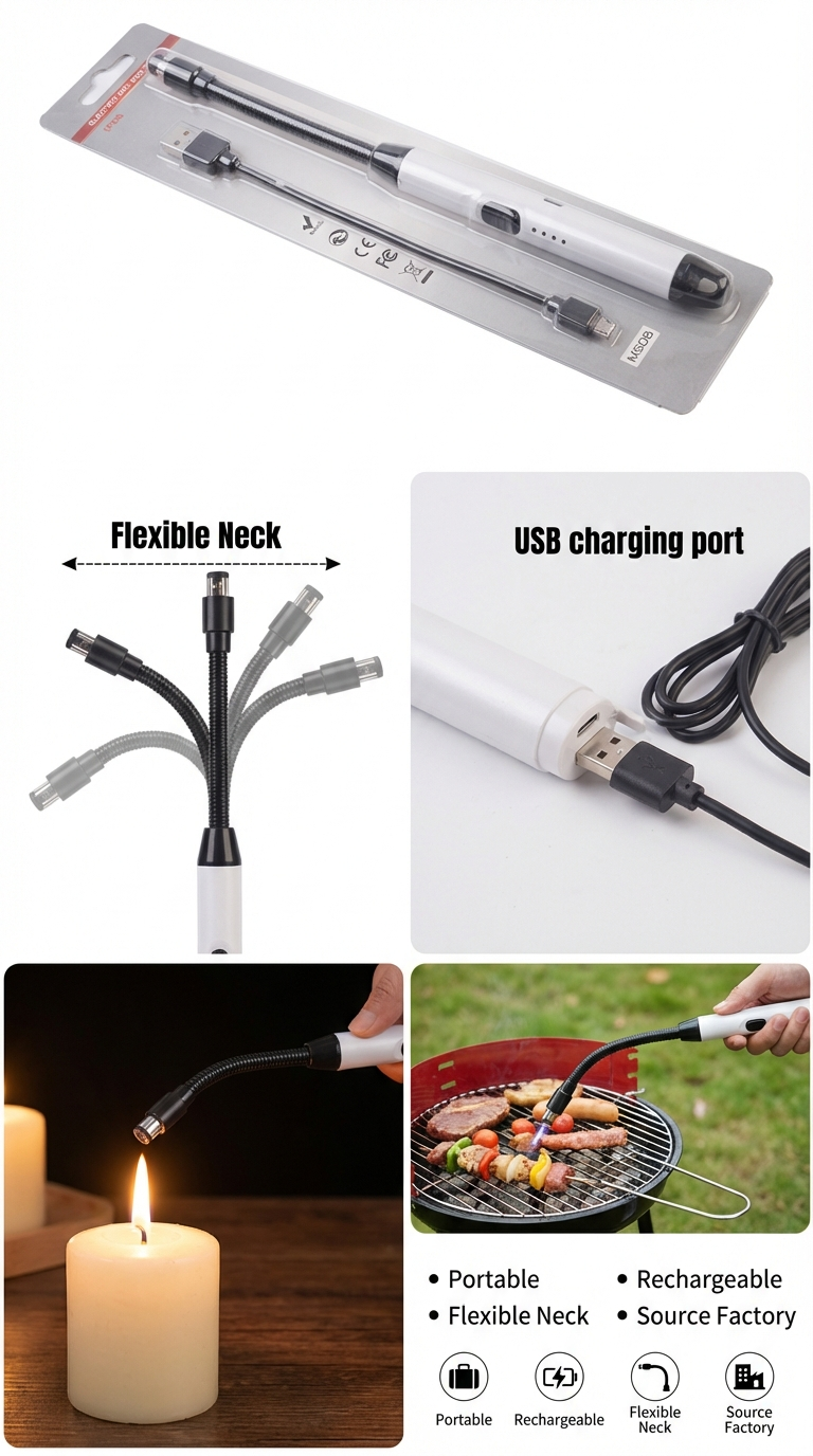 806 USB充电式铝合金外壳点火 枪，electric Arc BBQ lighter，源头工厂详情3