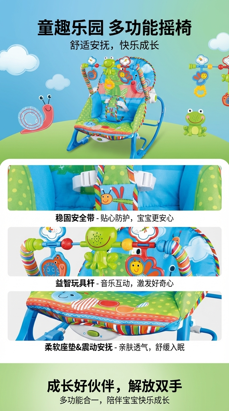 婴儿电动摇椅宝宝椅摇篮洗发盆套装120cm100500131详情1