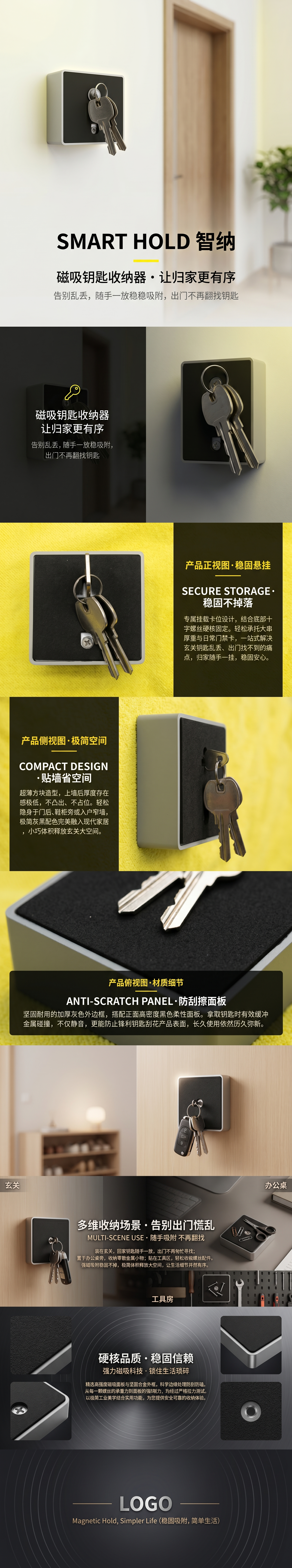 钥匙锁盒 户外防水防尘挂墙式钥匙收纳盒 家用办公室通用详情1