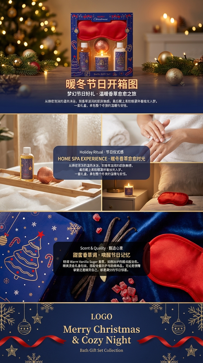 Bath Gift Set Personal Body Care Set Long-lasting Fragrance Body Wash Body Lotion Scented Candle Explosive Salt Eye Mask Great Gift for Festivals pic 3