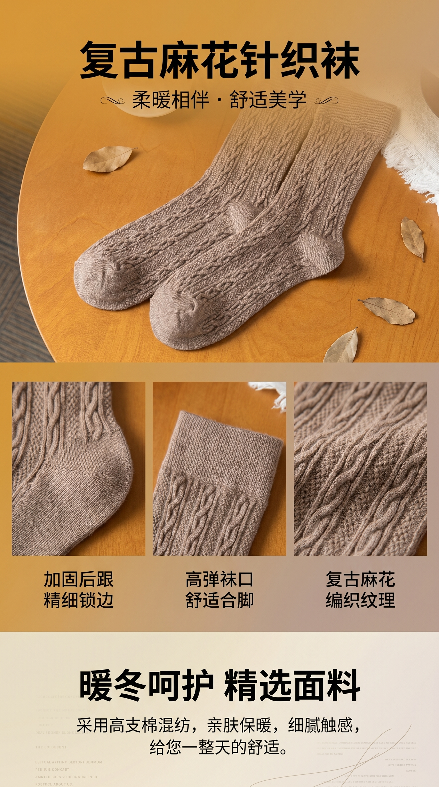 针织袜子 袜子 男女同款纯棉舒适透气中筒袜详情1