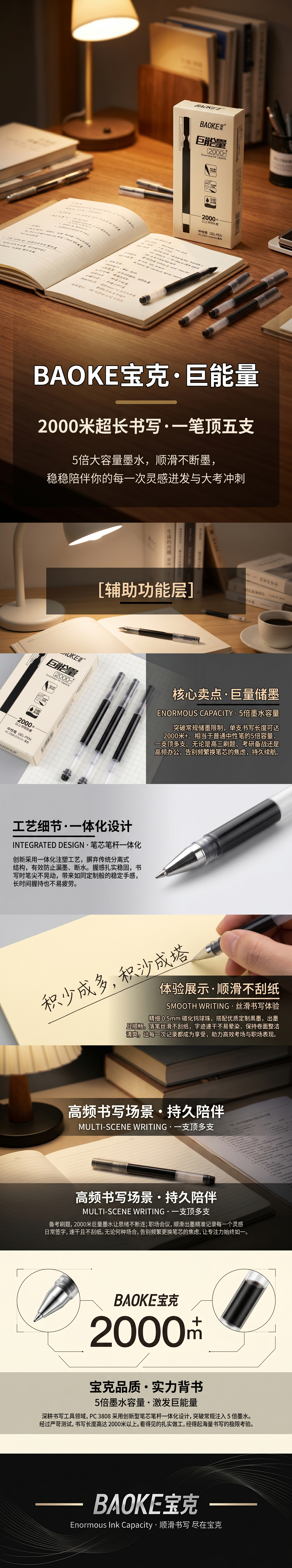 BAOKE巨能量黑色中性笔墨水三支装包装详情1