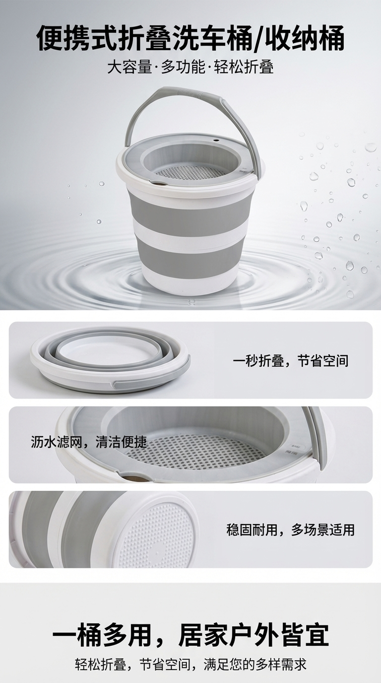 灰色条纹塑料桶纯净水桶塑料透明小桶pp桶详情1