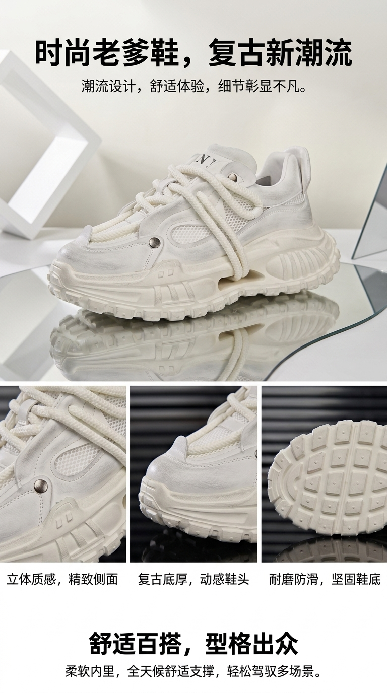 White sports shoes are breathable, comfortable, anti-slip and wear-resistant, suitable for both men and women pic 1