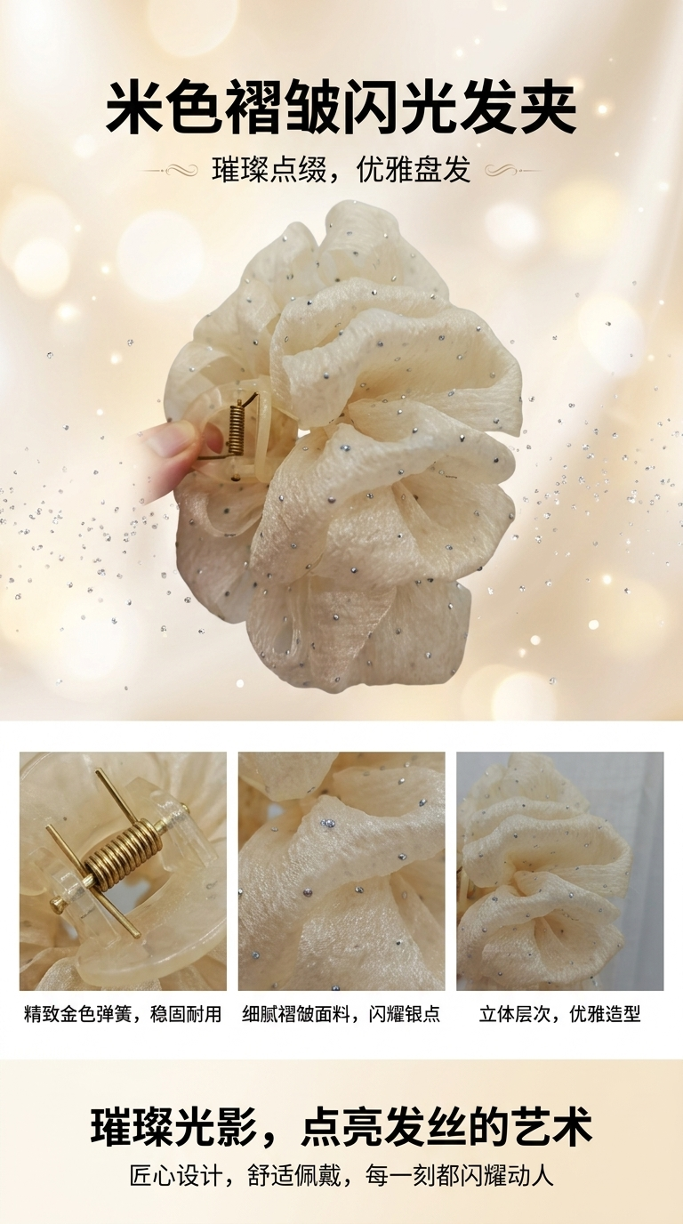花朵鲨鱼夹抓夹发卡发饰女式时尚可爱发夹春季新款详情1