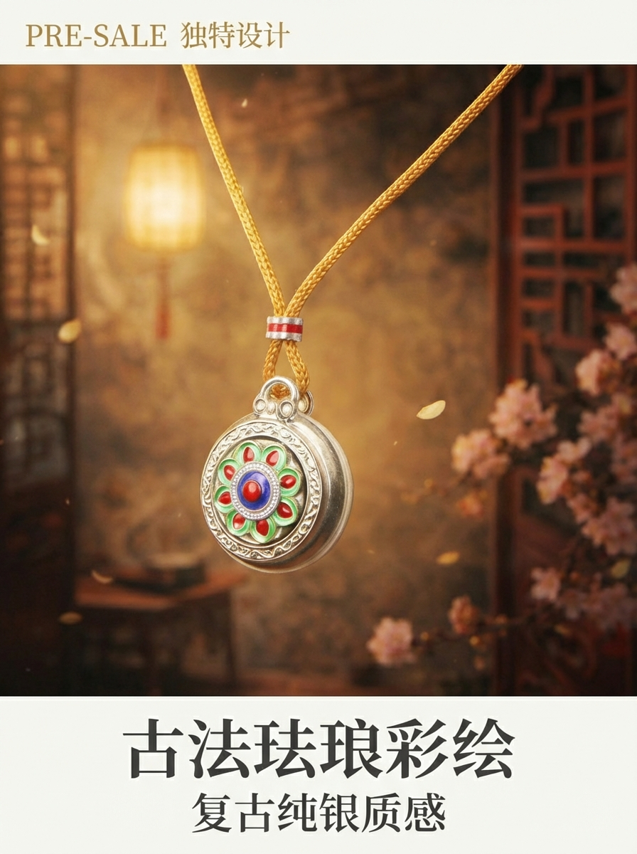 Electric white 999 pure silver enamel color flexible and openable chain set pic 2