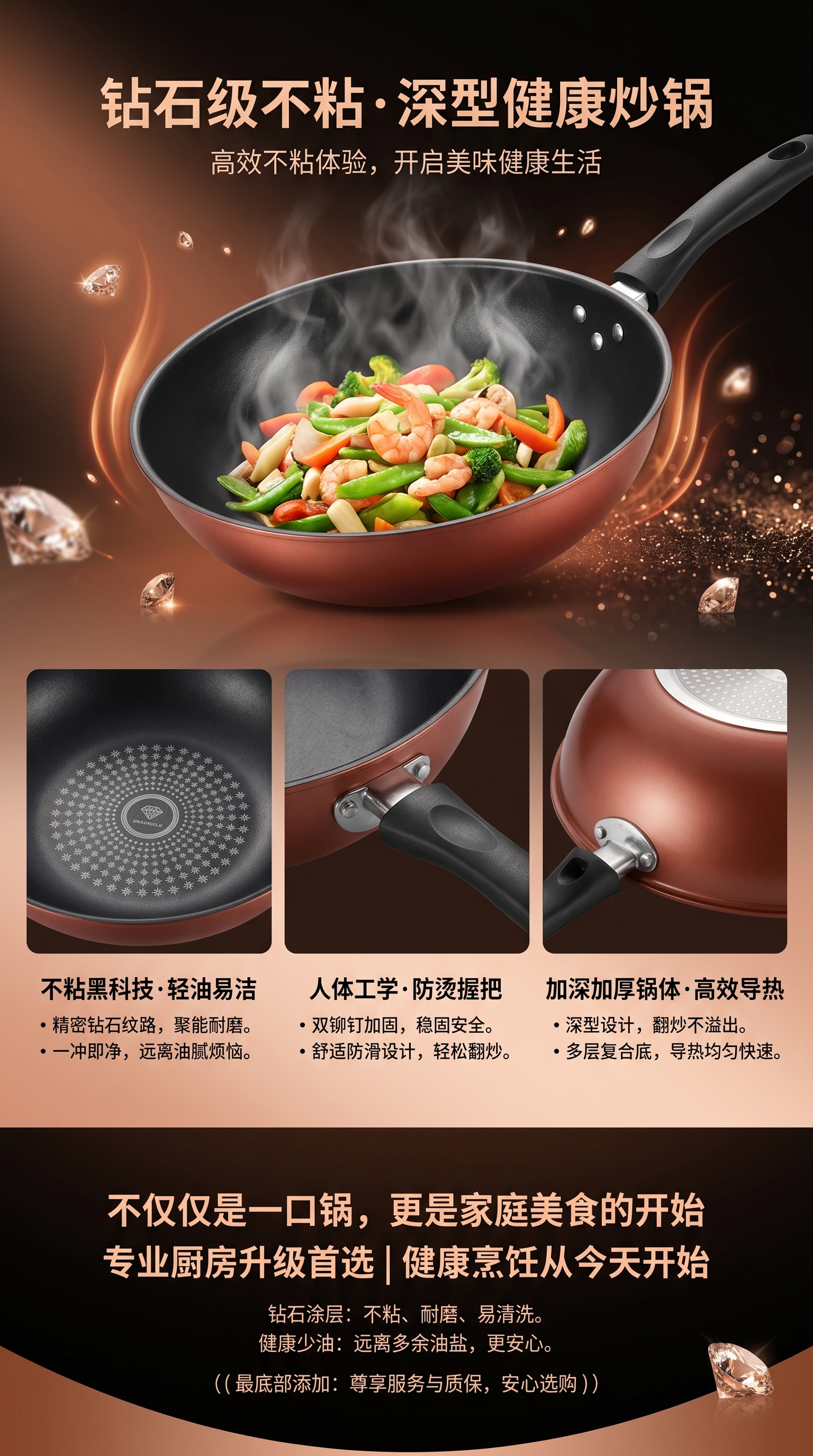 不锈钢炒锅家用无涂层健康煎炒炖煮锅详情1