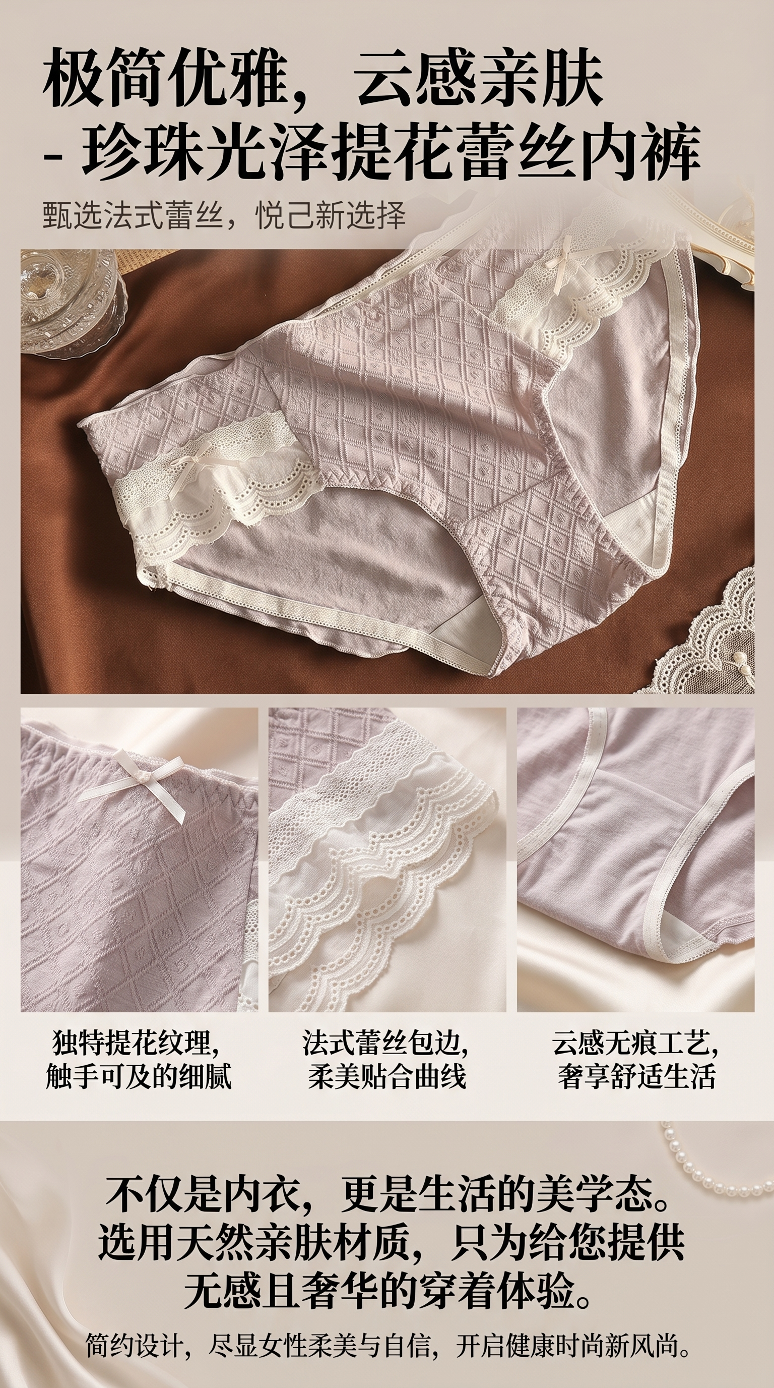 蕾丝装饰纯棉内裤舒适透气柔软亲肤详情1