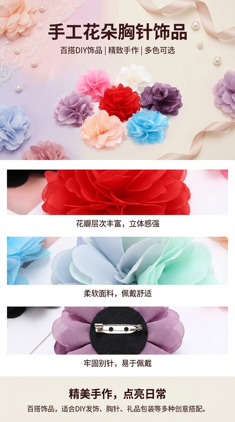 厂家现货韩版立体布艺花朵 diy饰品辅料服装鞋材配件花头详情1