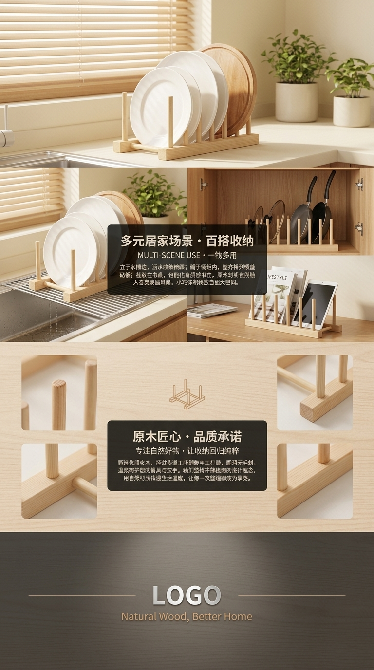 木质酒架主体 多层收纳储物展示架 适用于客厅餐厅酒吧110247263详情3