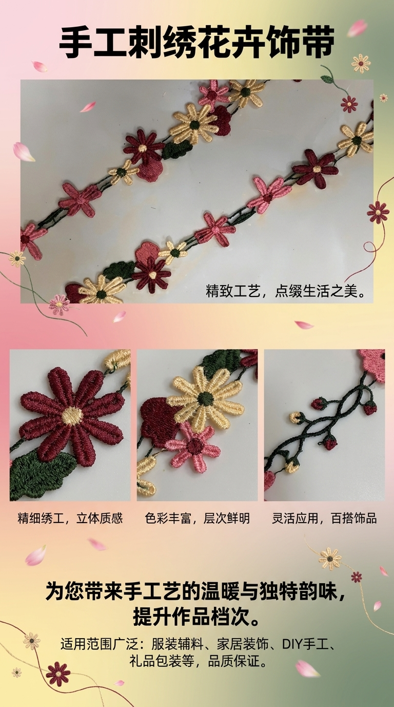 派对拉花彩带绒布拉花彩条织带花边详情1