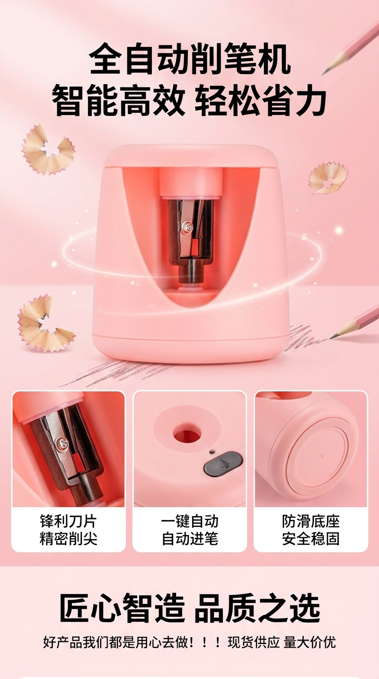 厂家批发自动削笔机电动削铅笔文具充电转笔刀刨笔刀儿童削笔礼物详情1