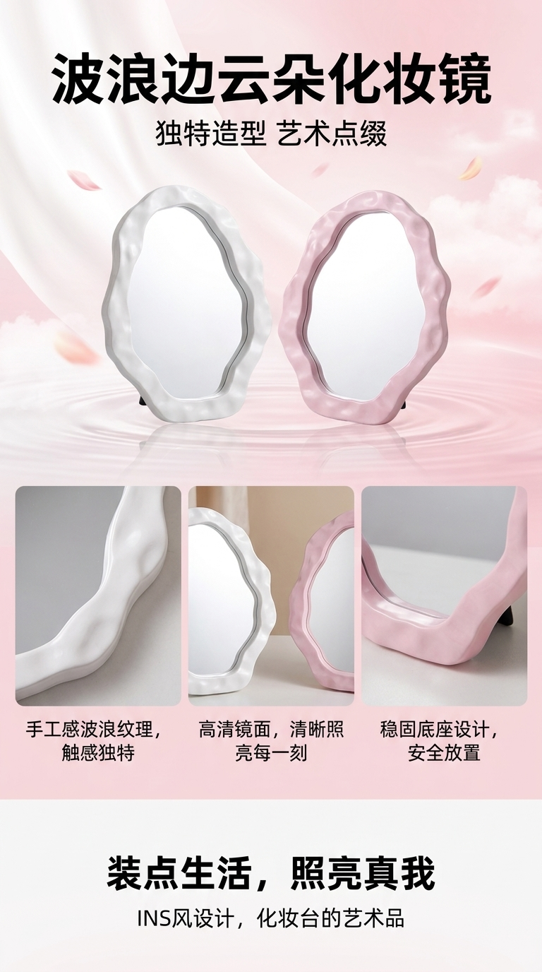 化妆镜便携式镜子防雾高清大屏家用梳妆镜详情1