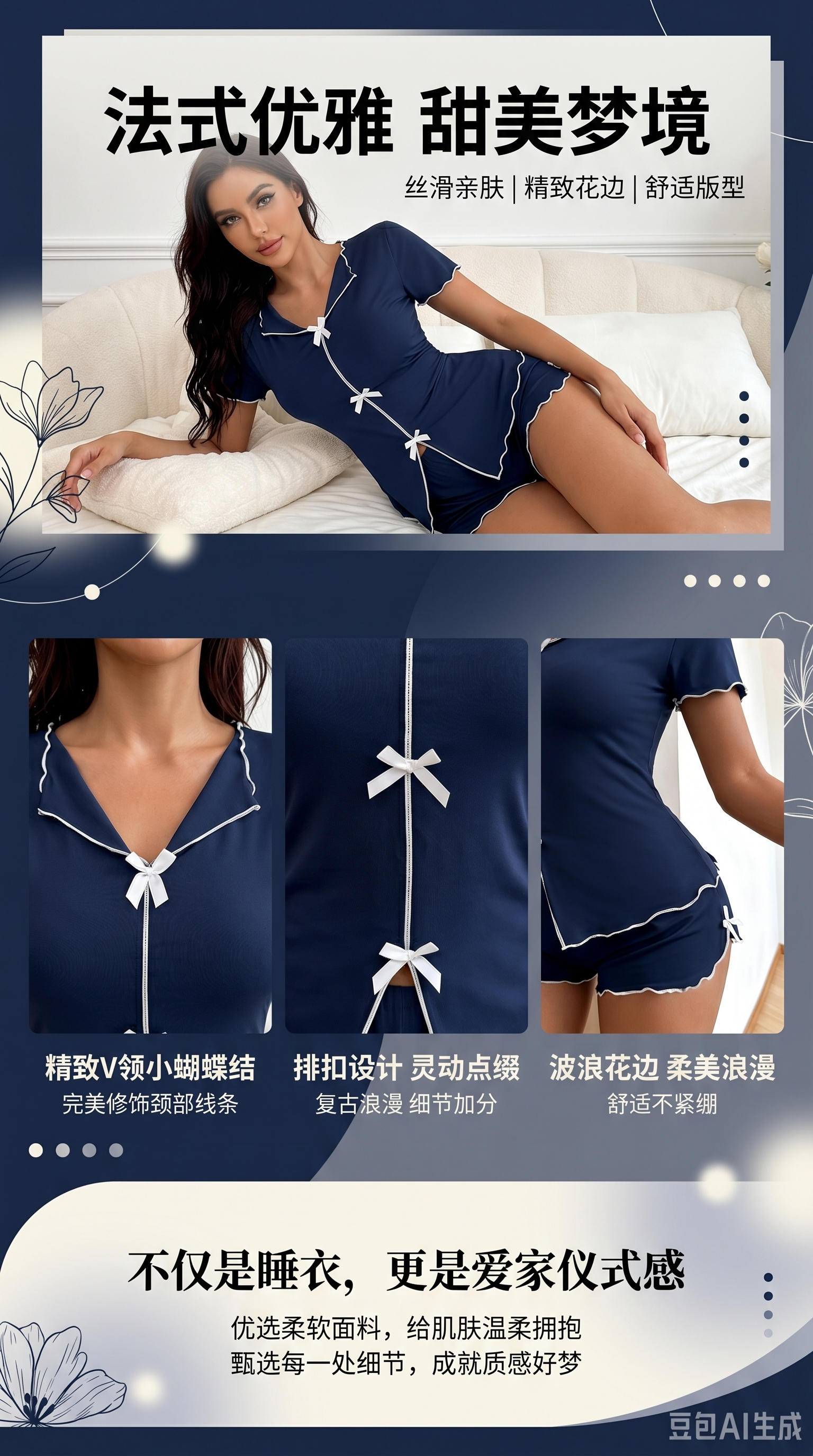 女性睡衣套装居家舒适透气柔软睡衣女夏女士睡衣家居服详情1