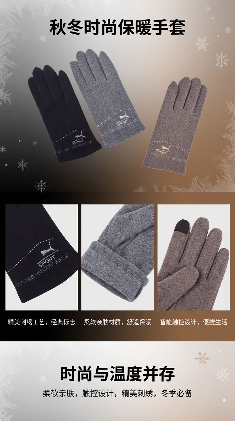 New adult rabbit down gloves, outdoor cycling cold-proof and warm gloves, touch screen cycling warm wholesale pic 1