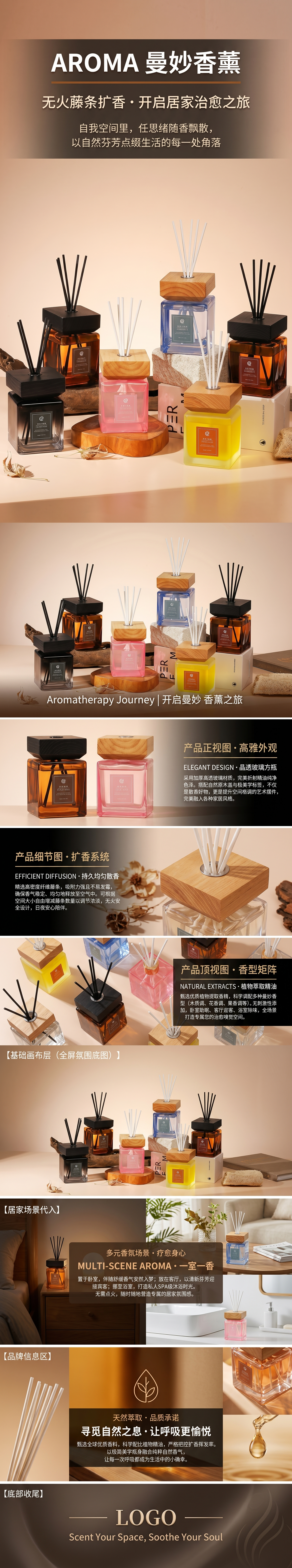 香薰产品香薰瓶北欧风玻璃扩香器家居香氛摆件详情1
