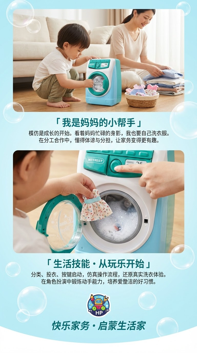 儿童玩具洗衣机套装微缩家具模型男孩女孩过家家仿真玩具详情3