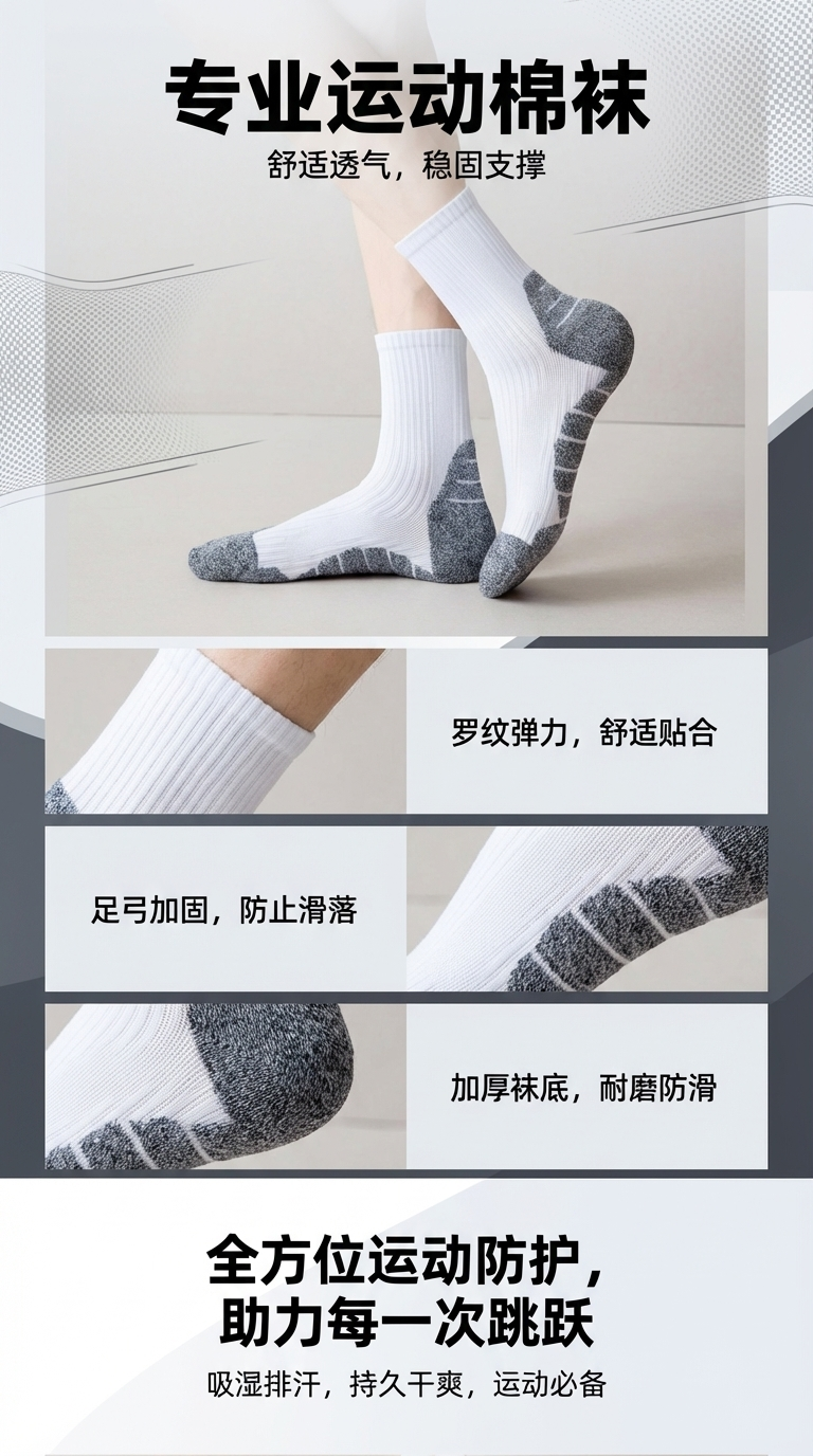 运动休闲棉袜男女长款潮流开学季袜子男士长款休闲棉袜详情1