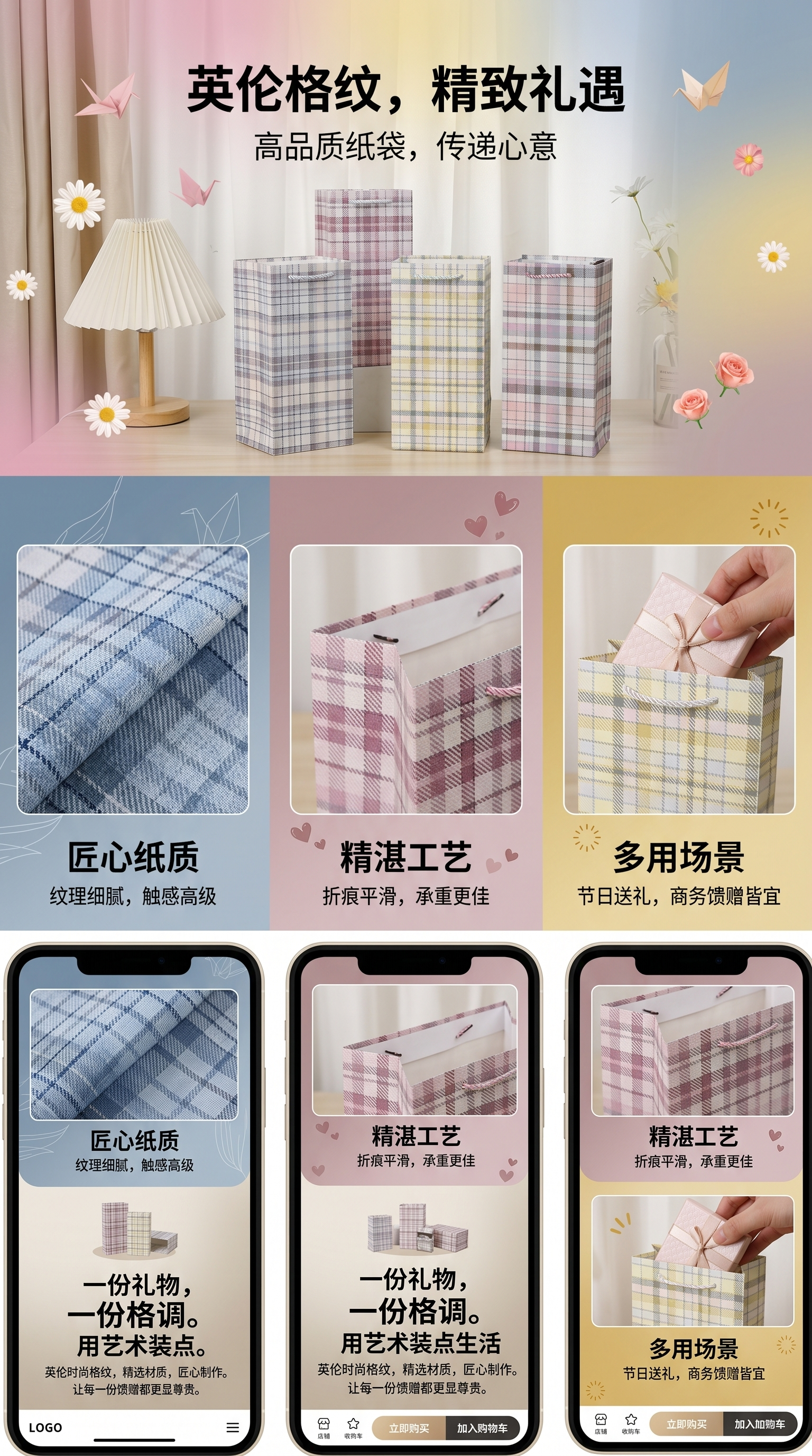 格子图案大容量收纳袋家居整理袋可重复使用详情1