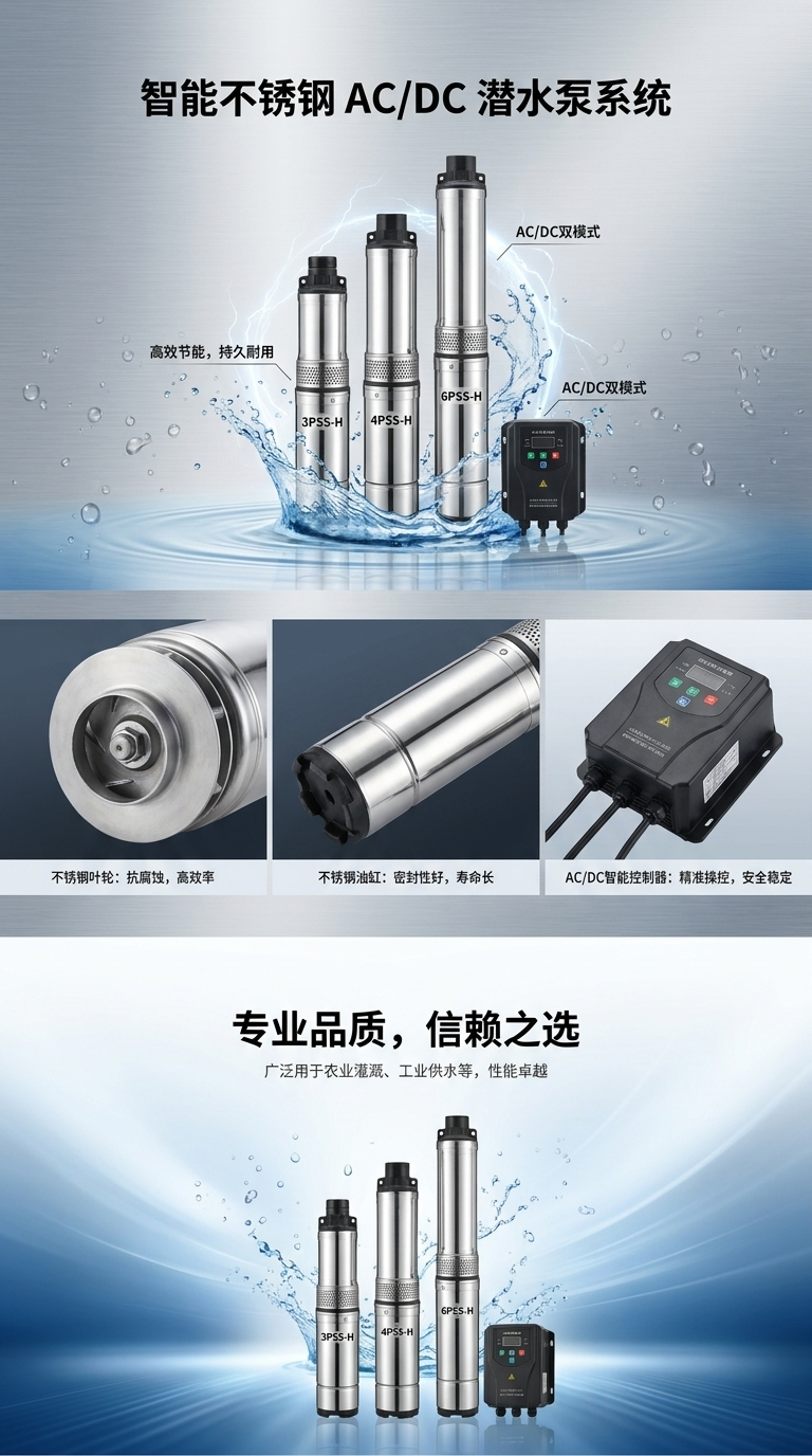 LIKOU节能环保太阳能水泵 不锈钢材质 ACDC家用灌溉水泵详情1