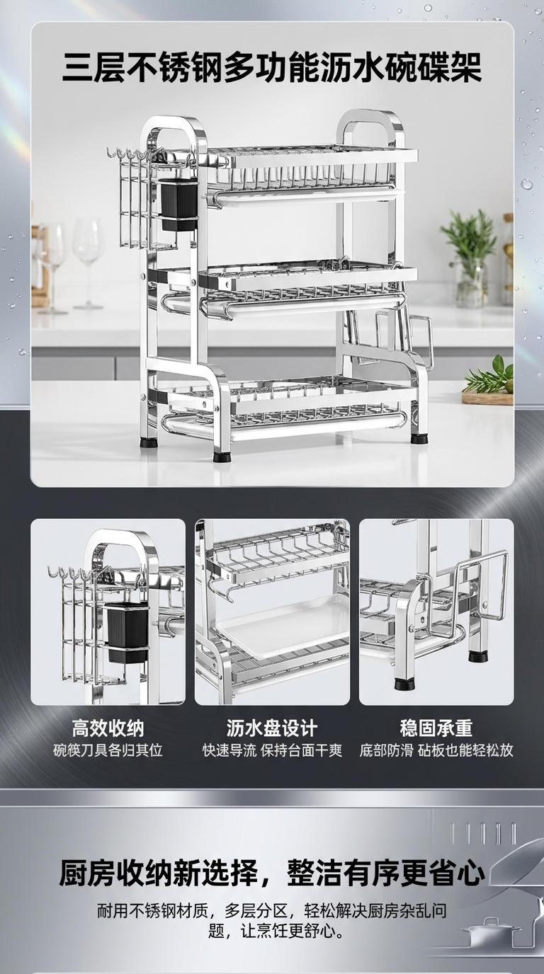 金属多层置物架旋转书架电视挂架收纳厨房神器180g详情1