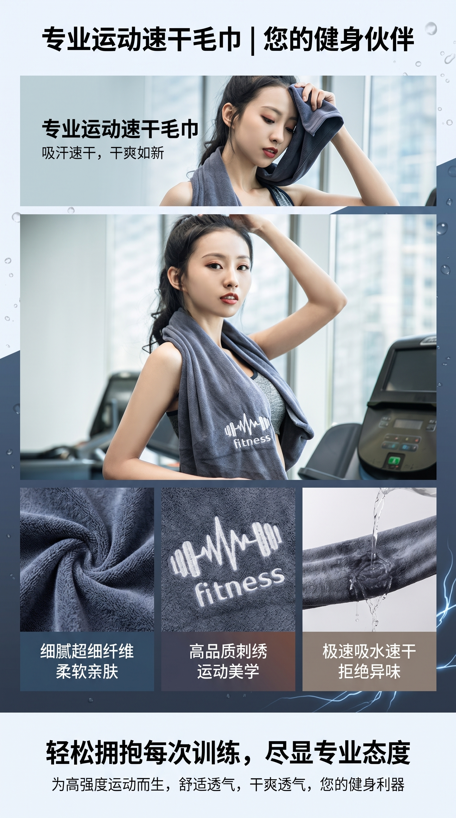 Women-specific fitness sweat-absorbing quick-drying towel, soft and skin-friendly sports yoga sweat wipe towel, sports towel pic 1