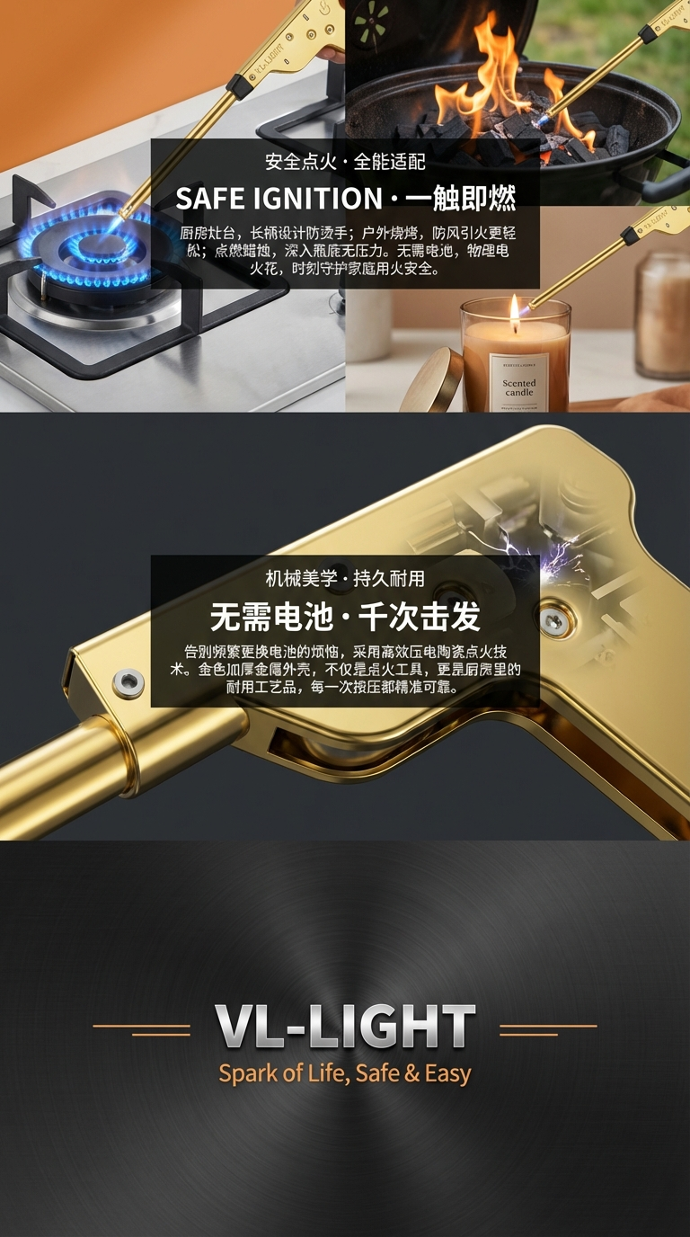 点火 枪 电子点火器 煤气灶天然气厨房长脉冲长嘴艾炙明火棒。详情2