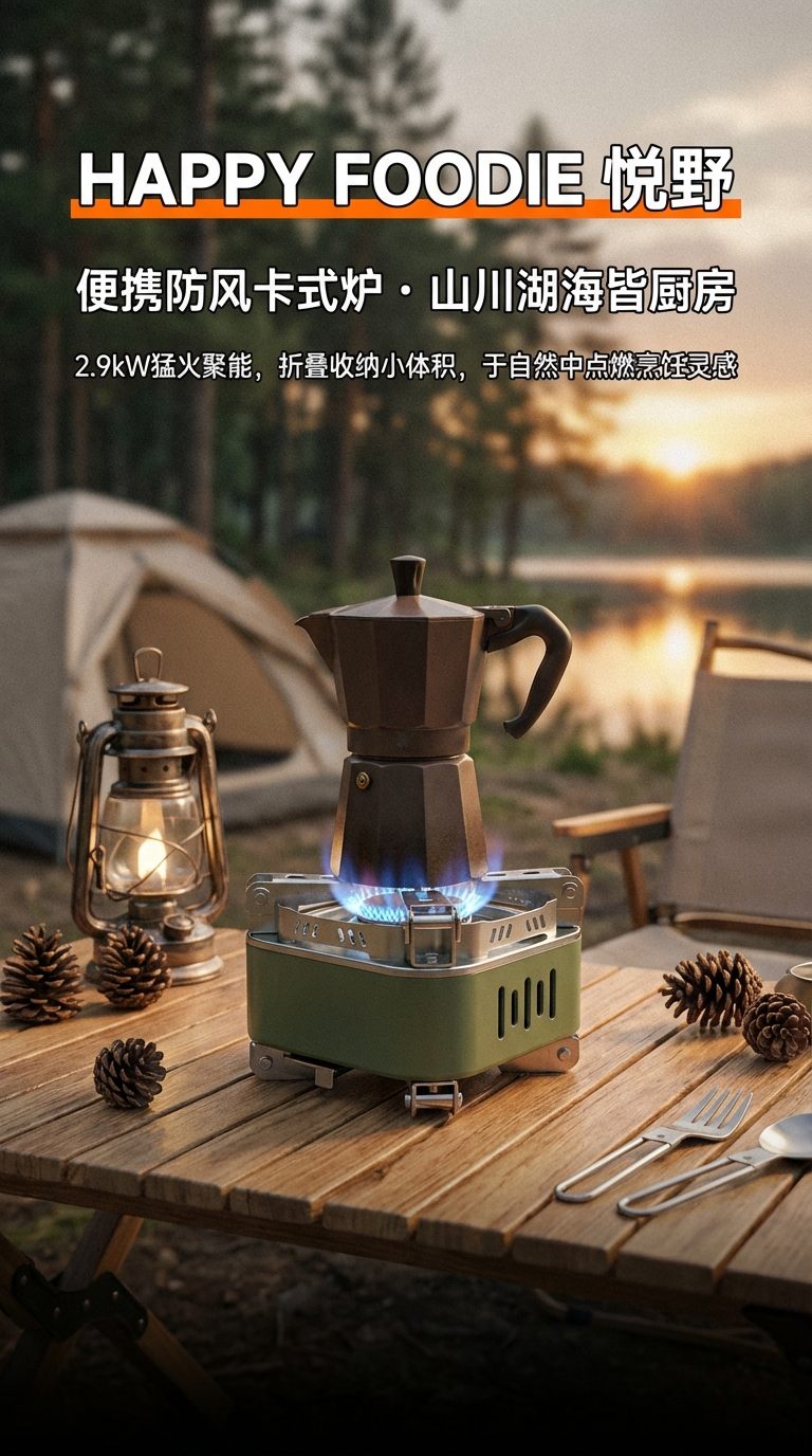 五芯卡式炉户外野营炉具烧水煮茶 炉头便携露营炊具煤气燃气灶绿色详情1