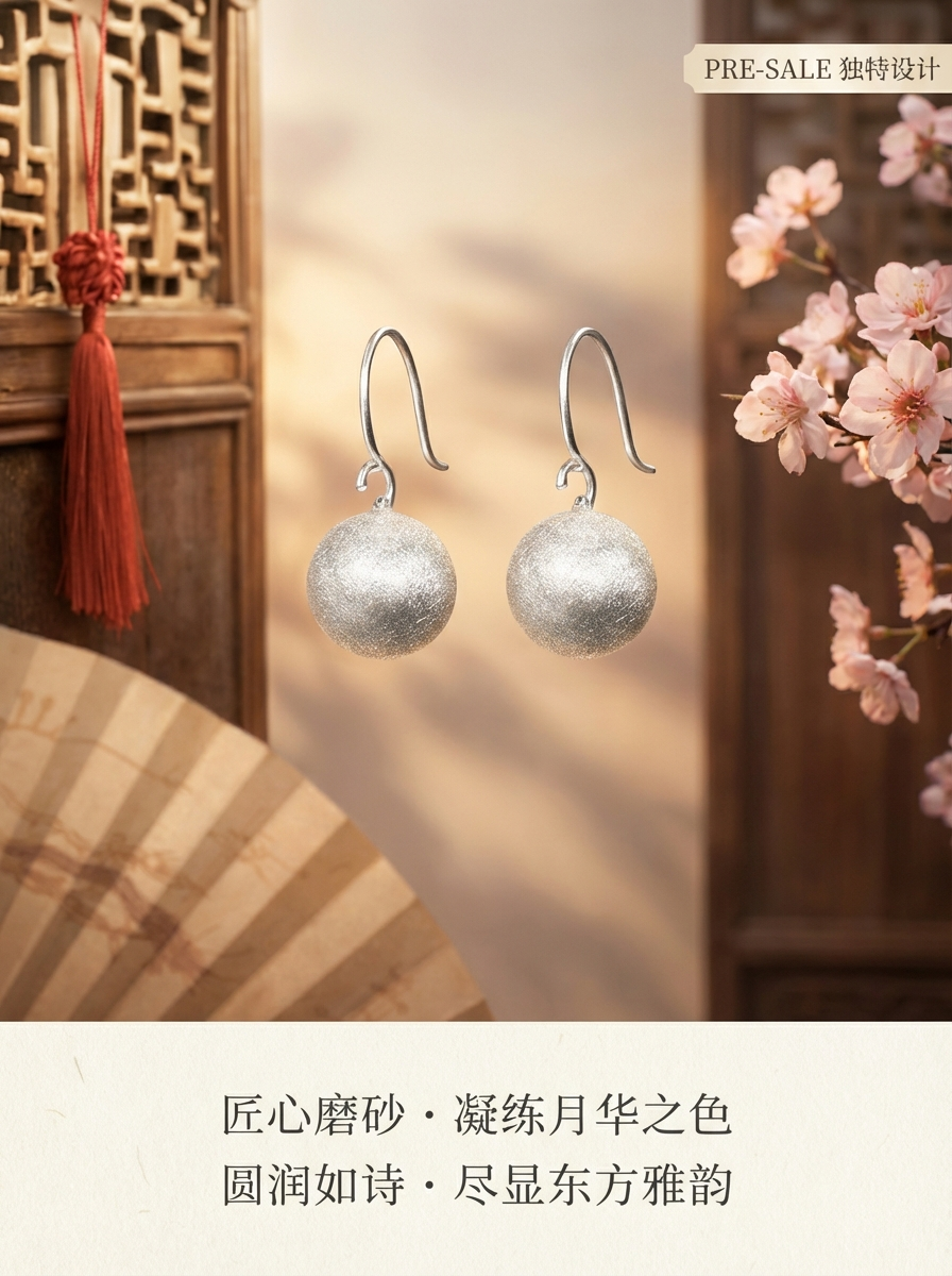 Fashionable, exquisite, minimalist round pendant star sand round language basic and versatile 925 earrings pic 2