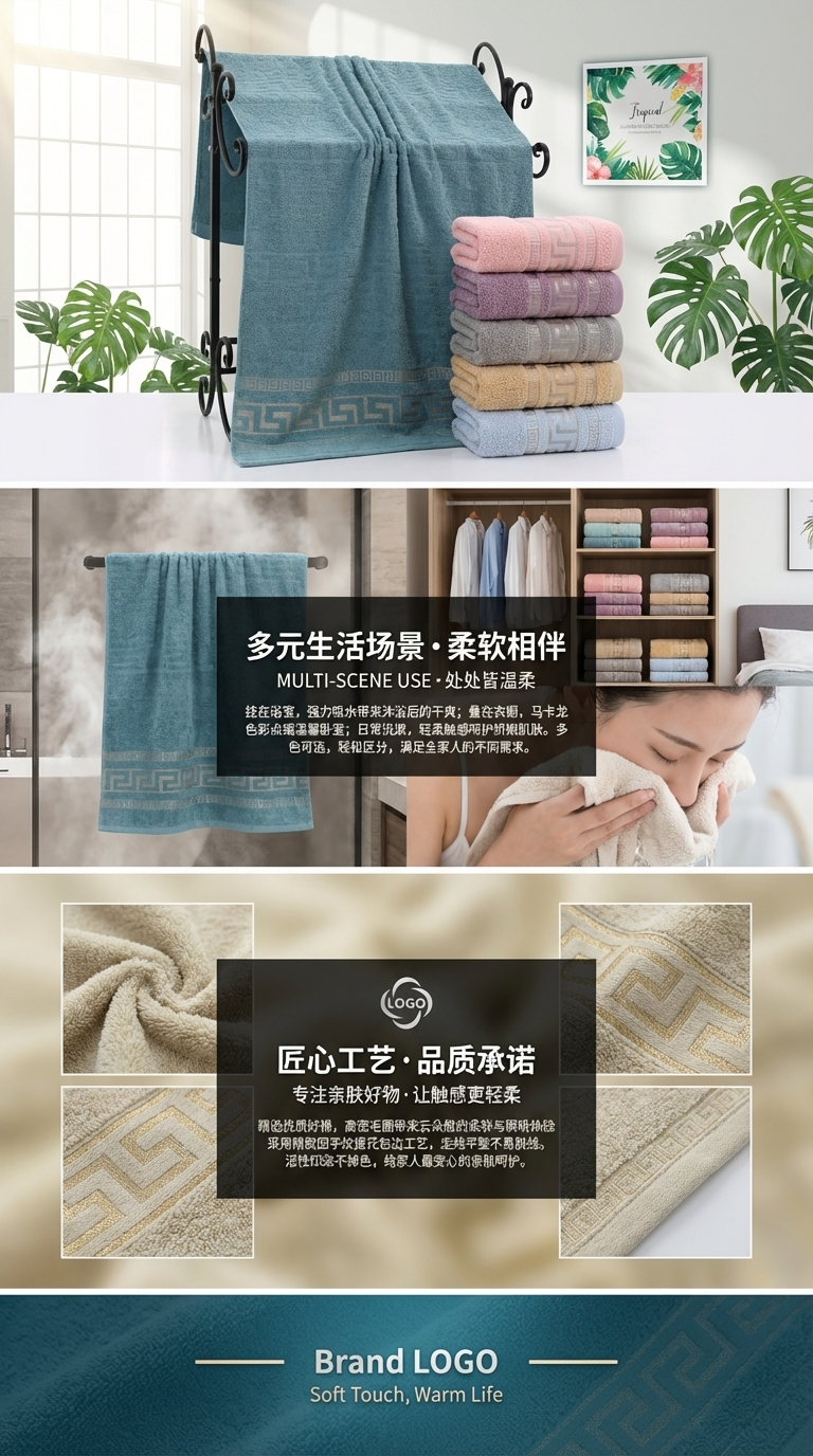 四色阿拉伯长袍展示绿色蓝色粉色桃色长款针织浴袍酒店用品 多款浴袍花型任选详情3