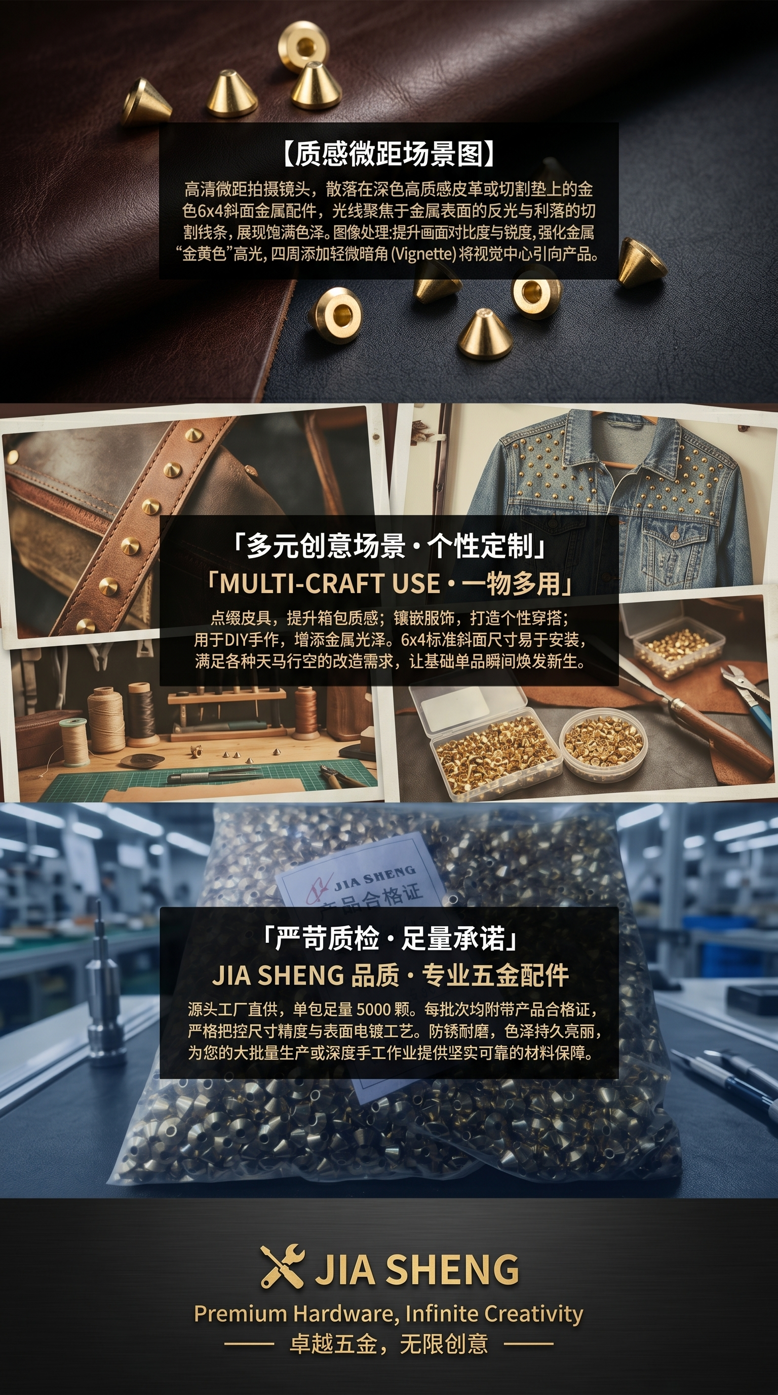 金色金属零件塑料袋包装 200个装工业用包装袋可重复使用075948111详情3