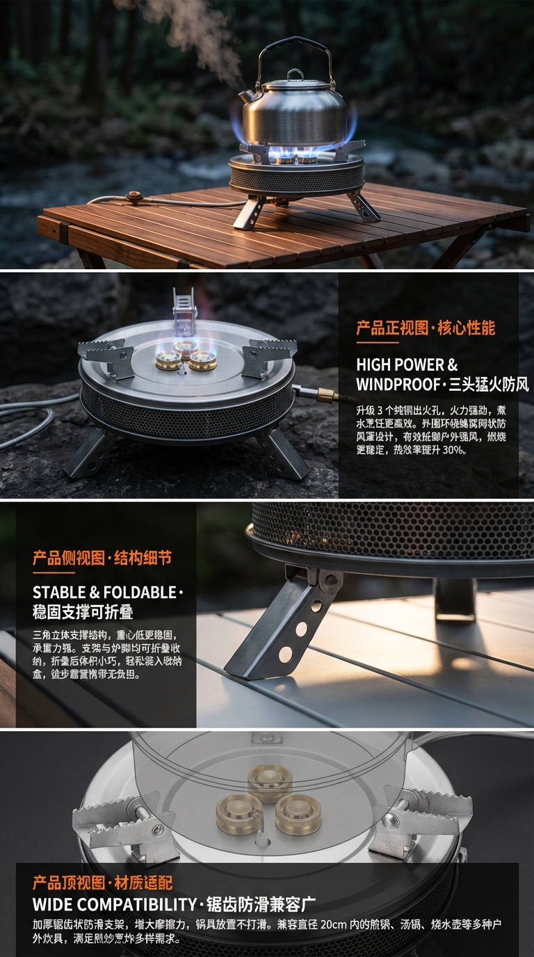 Outdoor camping portable gas stove, family picnic outdoor gas stove, outdoor infrared energy-saving gas stove source factory pic 2