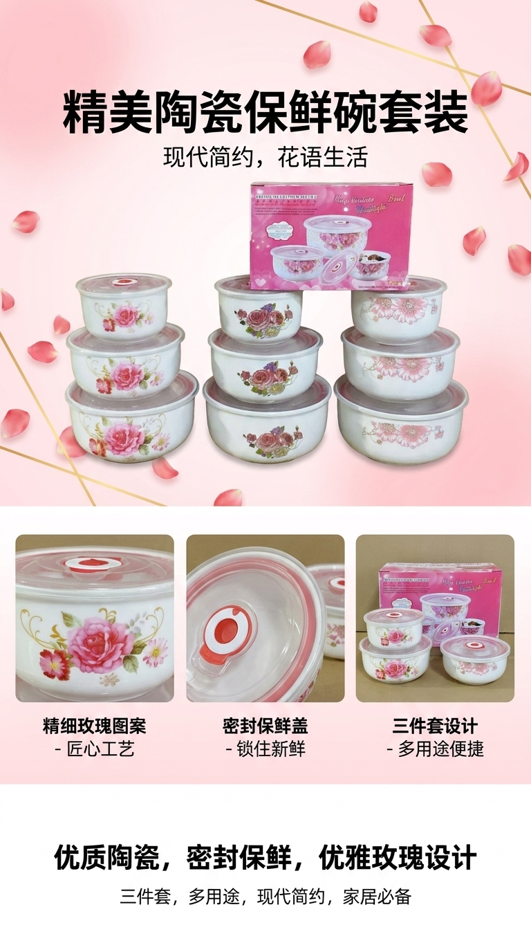 Ceramic bowl set, home combination set of four pieces, simple Japanese ceramic tableware gift box pic 1
