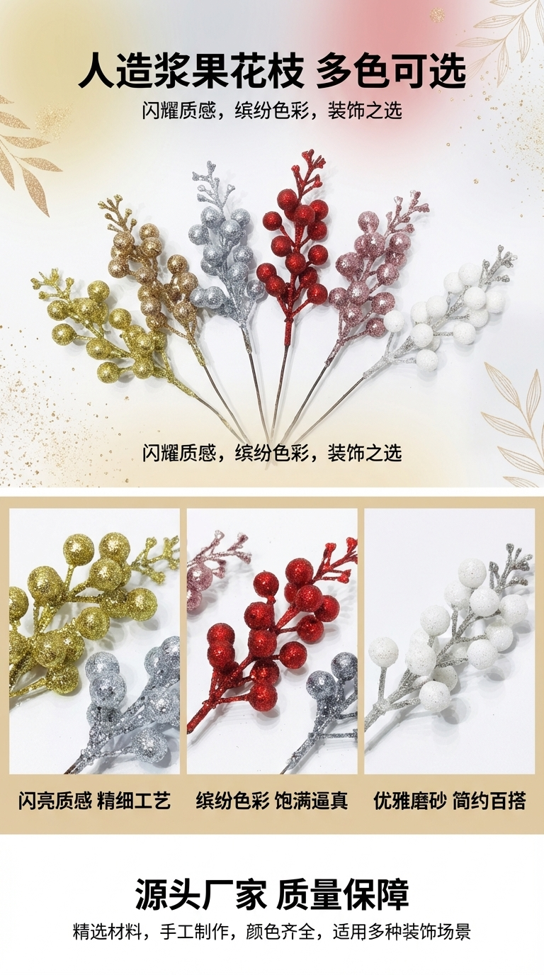 圣诞花装饰用品圣诞装饰圣诞氛围装饰圣诞金粉圣诞果详情1