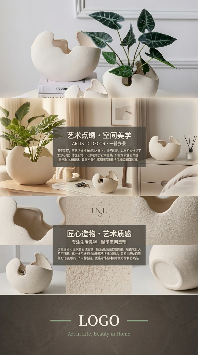 创意北欧风ins陶瓷蛋壳花瓶摆件客厅干花插花套装餐桌家居装饰品陶瓷花瓶陶瓷装饰工艺品详情3