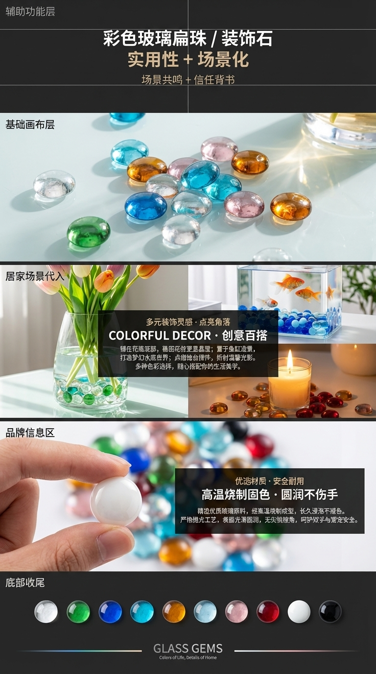 彩色玻璃石彩色透明玻璃腰果黑瓷奶油白腰果石头工厂直销批发零售详情6