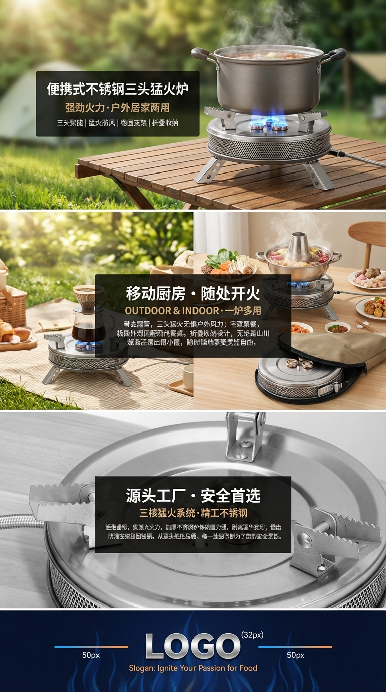 Outdoor camping portable gas stove, family picnic outdoor gas stove, outdoor infrared energy-saving gas stove source factory pic 3