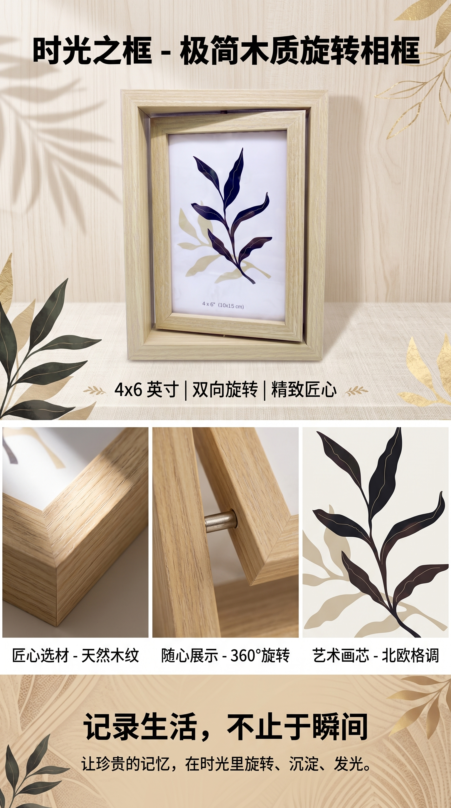 HOME密度板竖版旋转装饰画框海报框6寸相框摆台摆件相框详情1