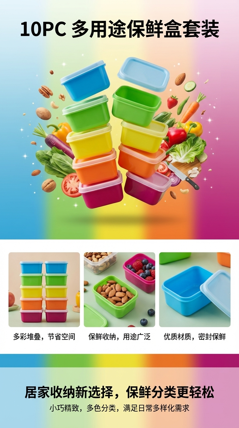 冰箱收纳盒整理盒保鲜盒分层盒防尘盒密封盒工厂直销外贸批发详情1