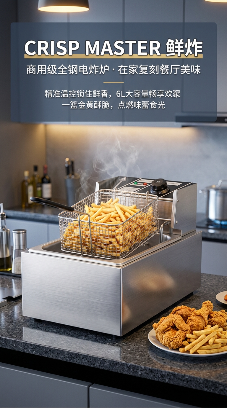 Commercial electric fryer, fried dough stick machine, large capacity for frying skewers and chicken legs, stainless steel thickened, commercial and household LF-098 pic 1