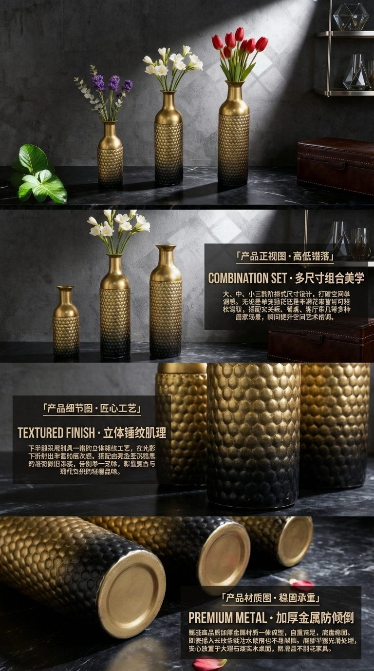 装饰品铁艺花瓶简约风格家居摆件客厅装饰品详情2