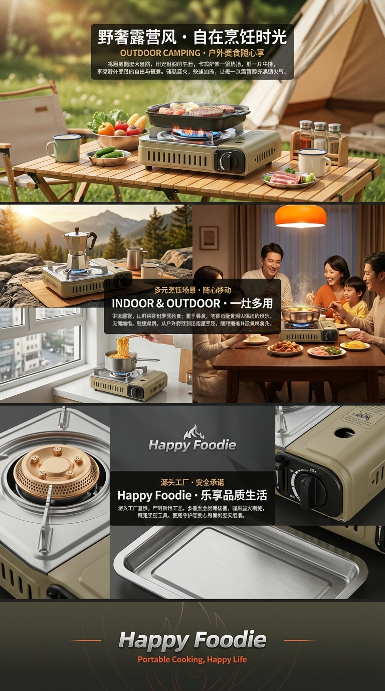 Happy Foodie TK-330B户外露营一体式便携可折叠野餐野营炊炉详情3