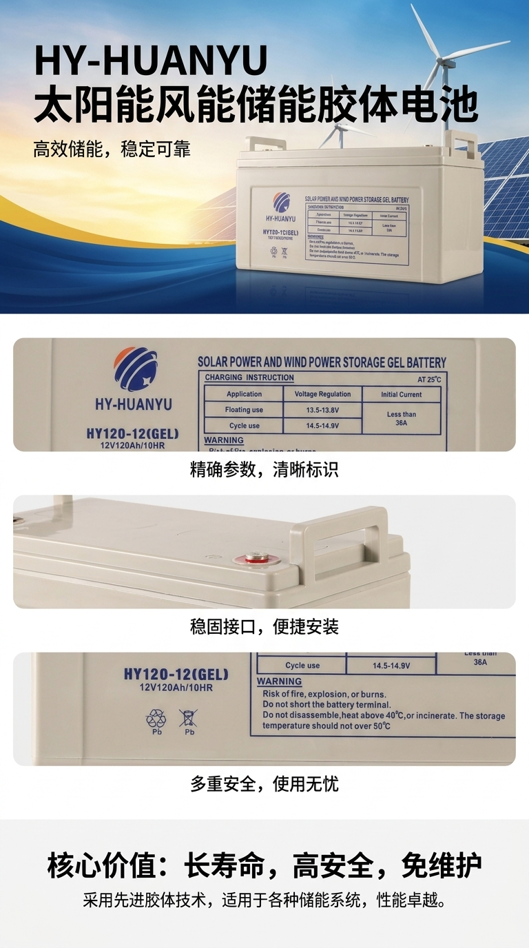 太阳能胶体电池深循环蓄电池UPS BATTERY12V120AH GEL详情1