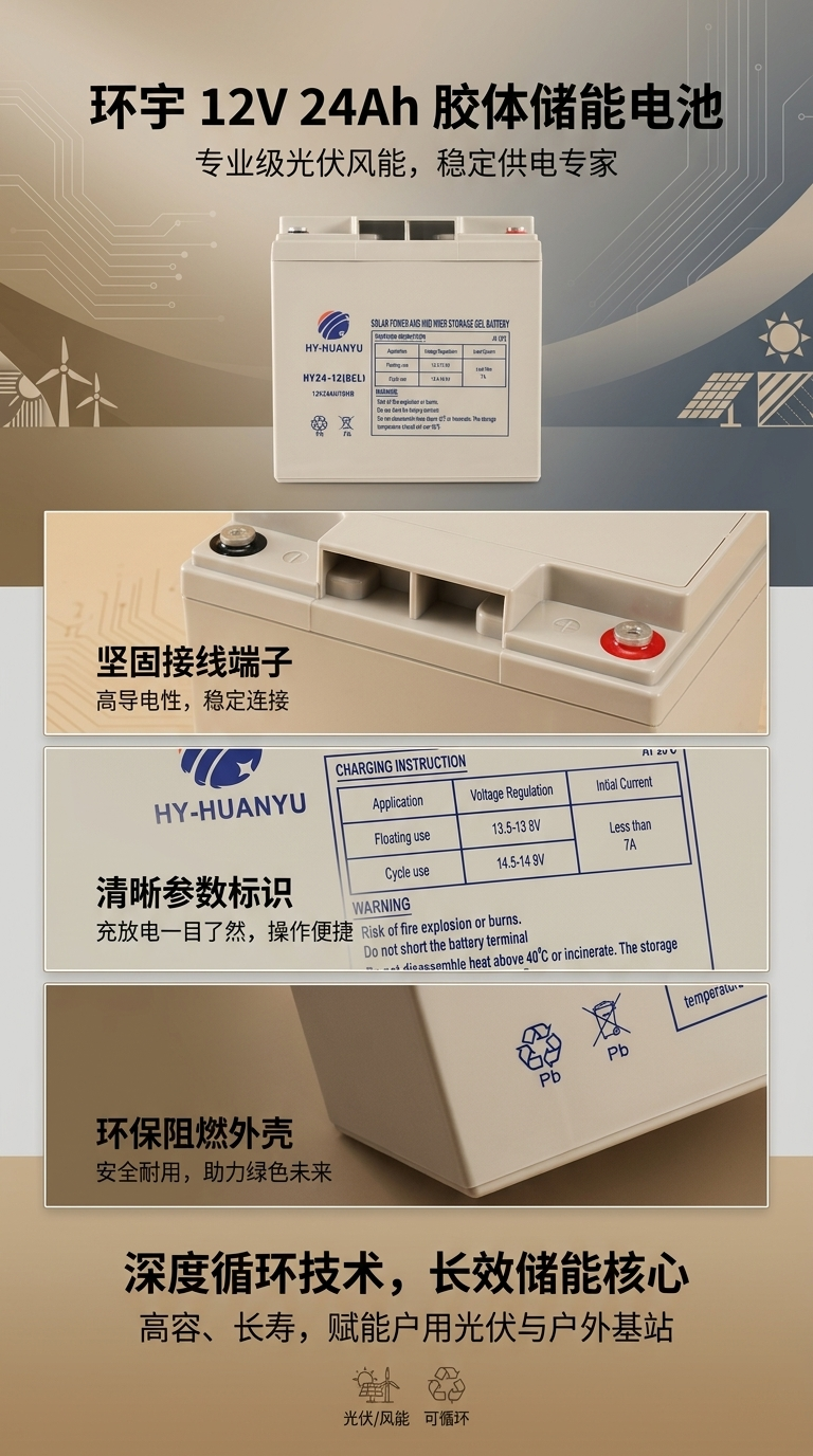 太阳能胶体电池深循环蓄电池UPS BATTERY12V24AH GEL详情1