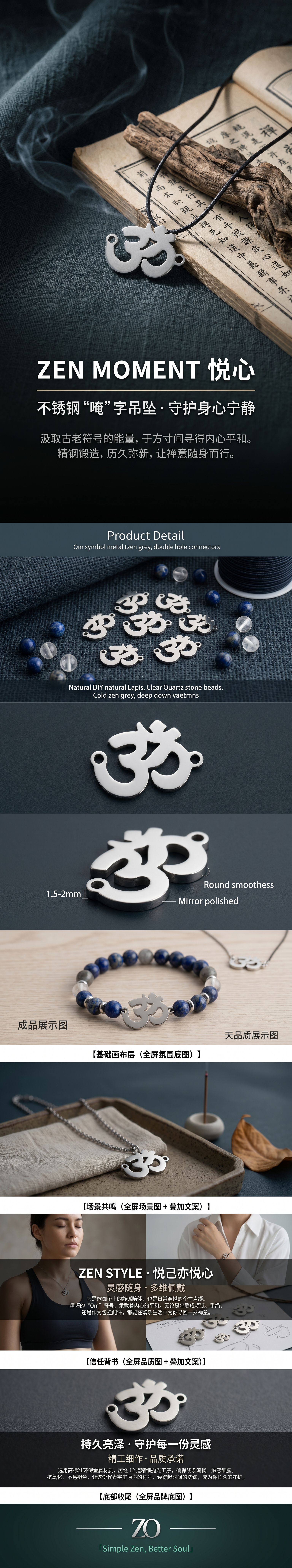 Metal pendant, fashionable, simple and individual necklace accessory, suitable for both men and women pic 1