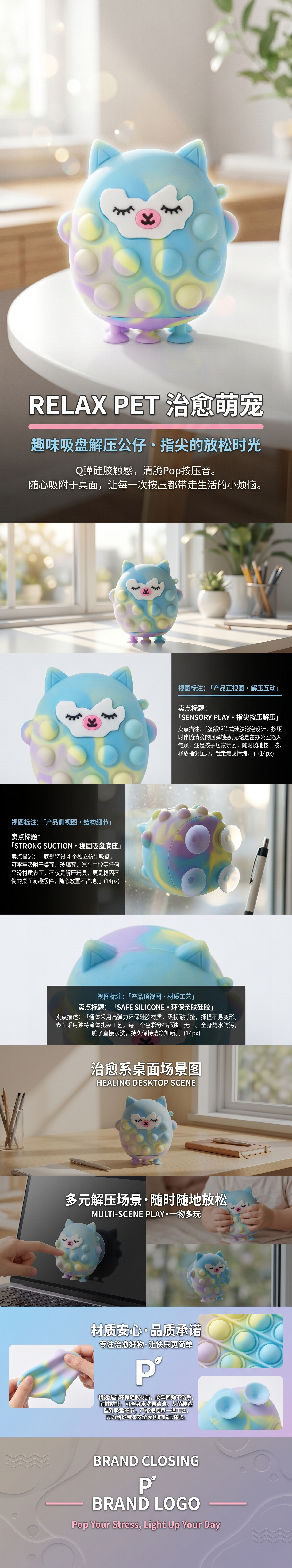 彩色猫咪造型解压玩具 可爱萌趣减压捏捏乐详情1