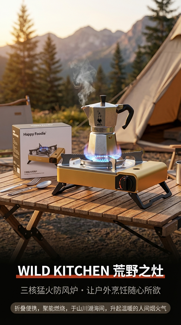 户外三星炉灶防风猛火炉头野餐露营卡式液化气便携式野营炉户外炉详情1