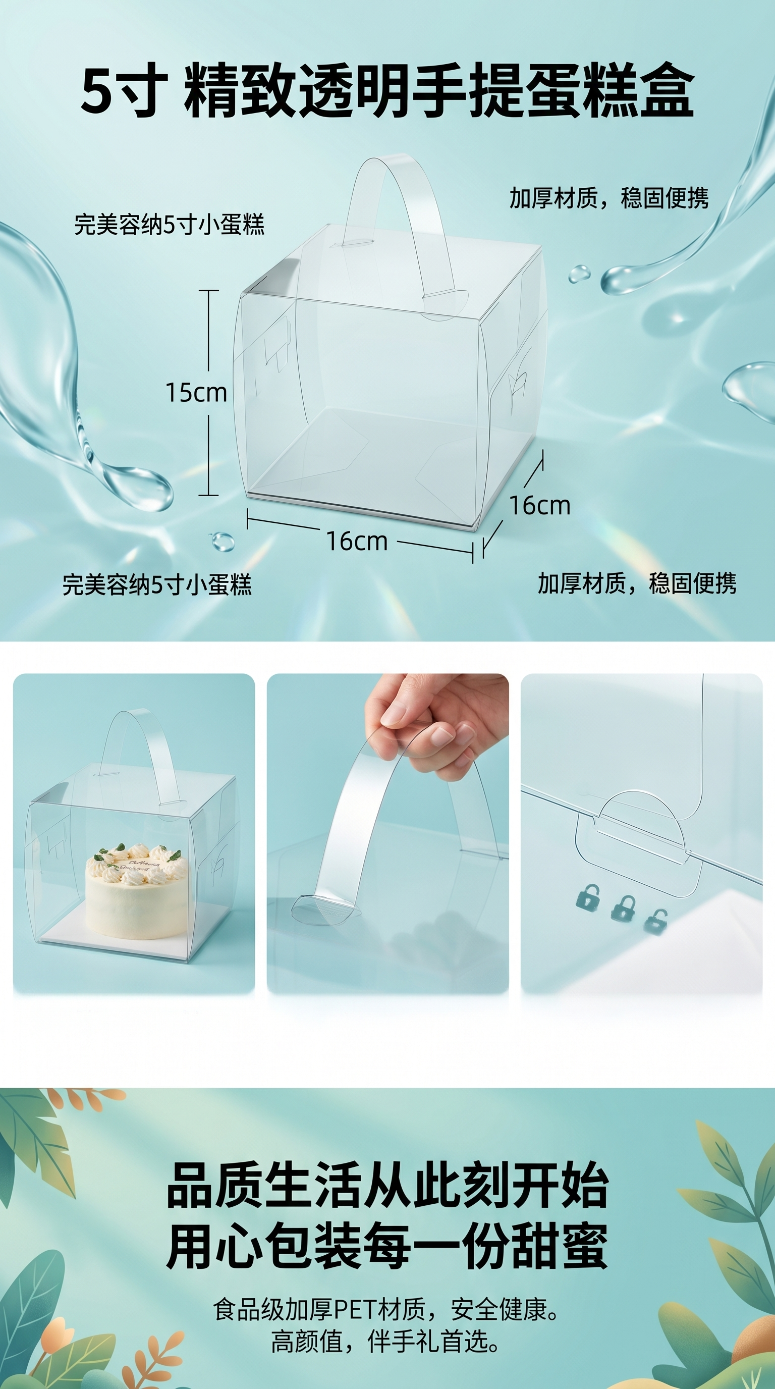 Transparent hand-held box made of PP material, foldable storage box, large-capacity portable organization box pic 1